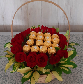Red Roses and Chocolate Basket