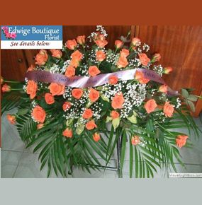 Orange Roses Casket Spray